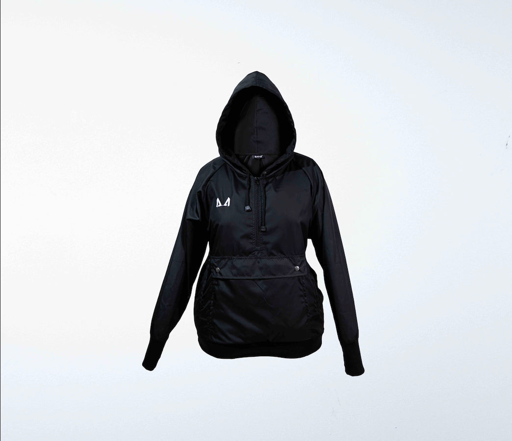 Black dog training windbreaker on a white background