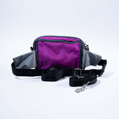 Fanny pack lilac and beige bag seen from the back