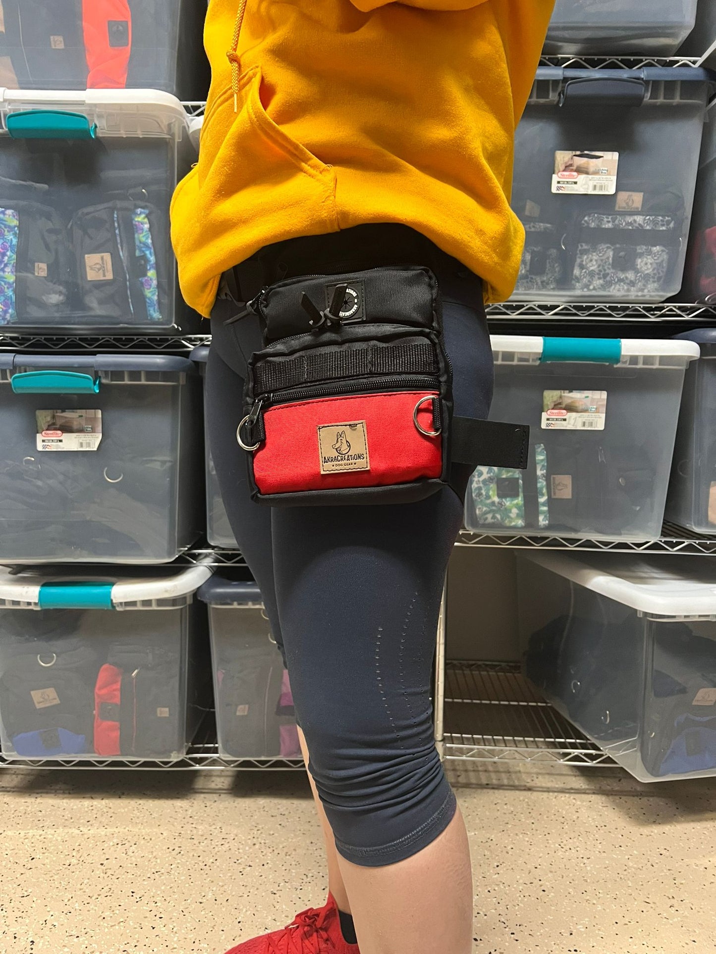 One pocket thigh treat bag yellow